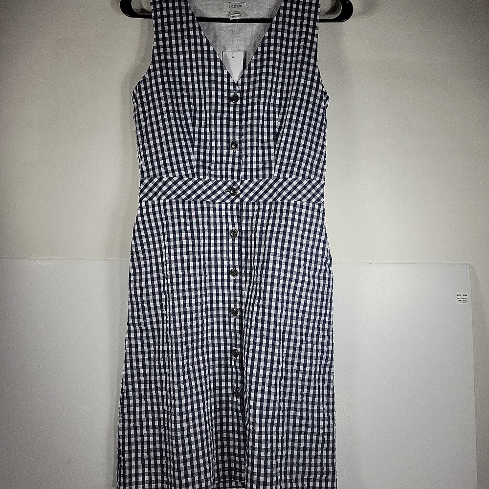 J. Crew Black and White  Gingham  Dress Black White  Sz 0 A17